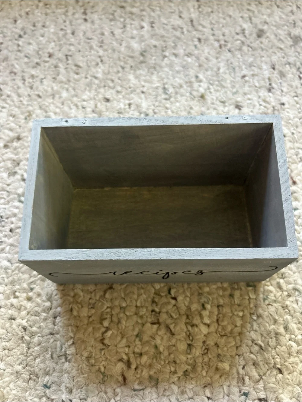 Gray Wooden Recipe Box Organizer